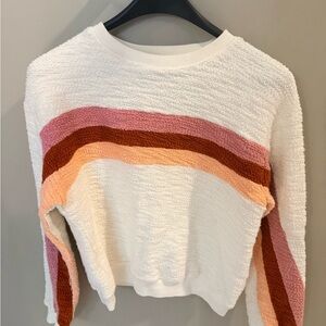 Faherty Women's Textured Striped Top in White, Pink, and Orange- only worn once!